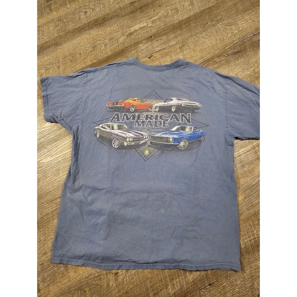Out of Bounds American Made Muscle Car Graphic T-Shirt Blue Mens XL Street